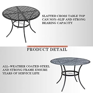 Festival Depot 42.1'' Patio Dining Metal Round Table with 2.04'' Umbrella Hole & Mesh Top Outdoor Furniture for Deck Garden Porch, Black, PF19220 Festival Depot 421 Patio Dining Metal Round Table with 204 Umbrella Hole Mesh Top Outdoor Furniture for Deck Garden Porch Black PF19220