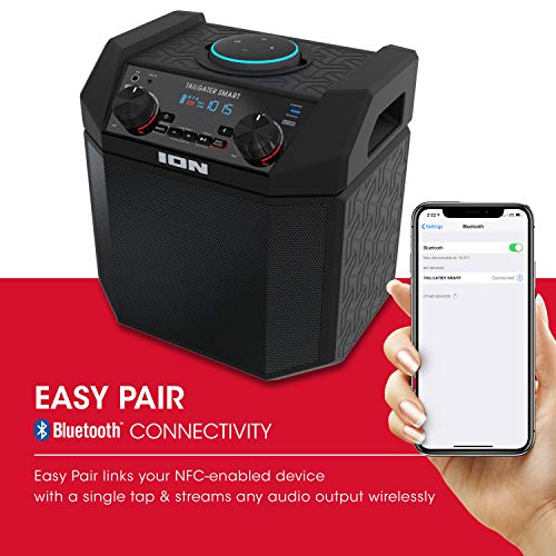 ION 50W Outdoor Echo Dot Speaker Dock/Portable Alexa Accessory With Bluetooth Connectivity and 50 Hour Rechargeable Battery-Tailgater Smart