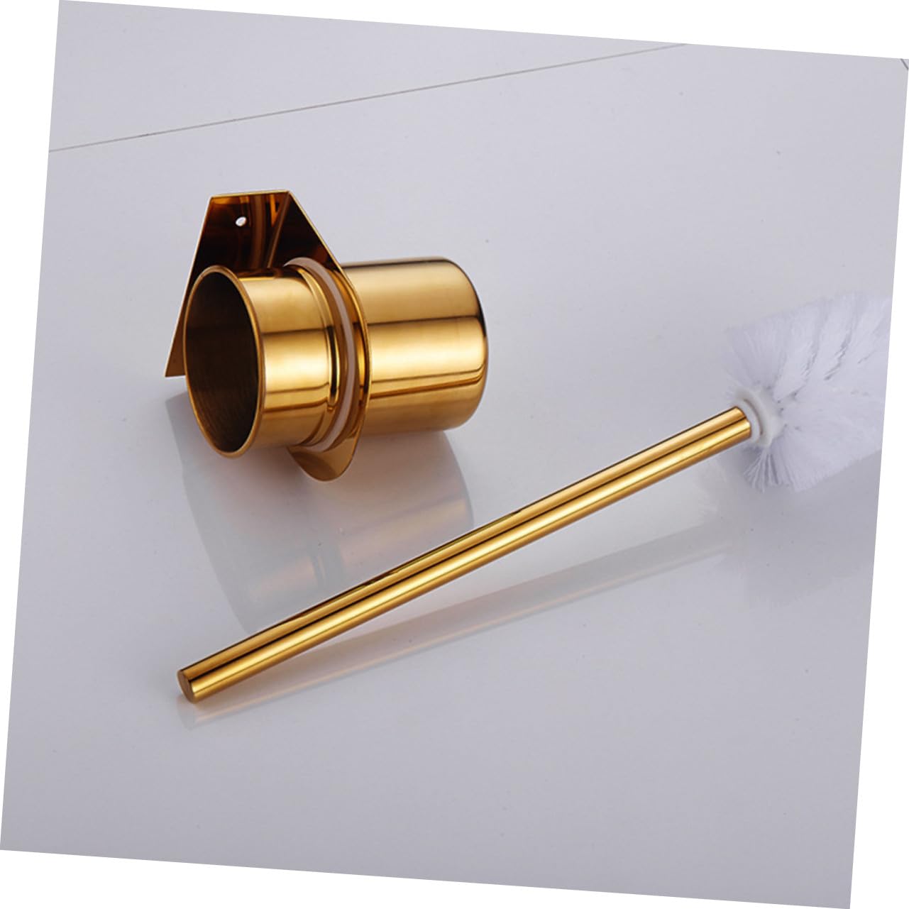 Cepillo de Baño Inoxidable con Soporte de Pared Dorado Escobilla para WC Resistente y Reutilizable para Limpieza Eficaz del Baño de Espacio y Diseño Moderno
