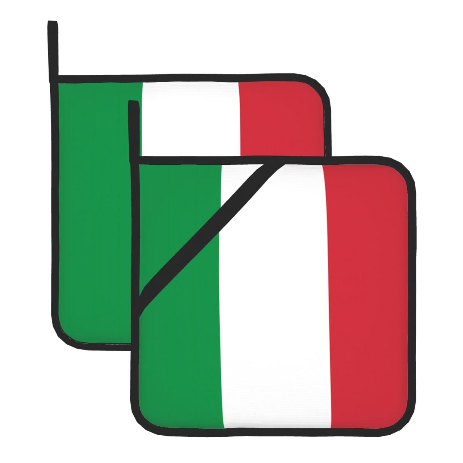YYHHAOFA Italian flag Prints Square Hot Pot Pads - Waterproof Kitchen Throw Layers for Countertop, Oven & Grill - Durable Heat Resistant Pads with Hanging Loop (2-Pack)