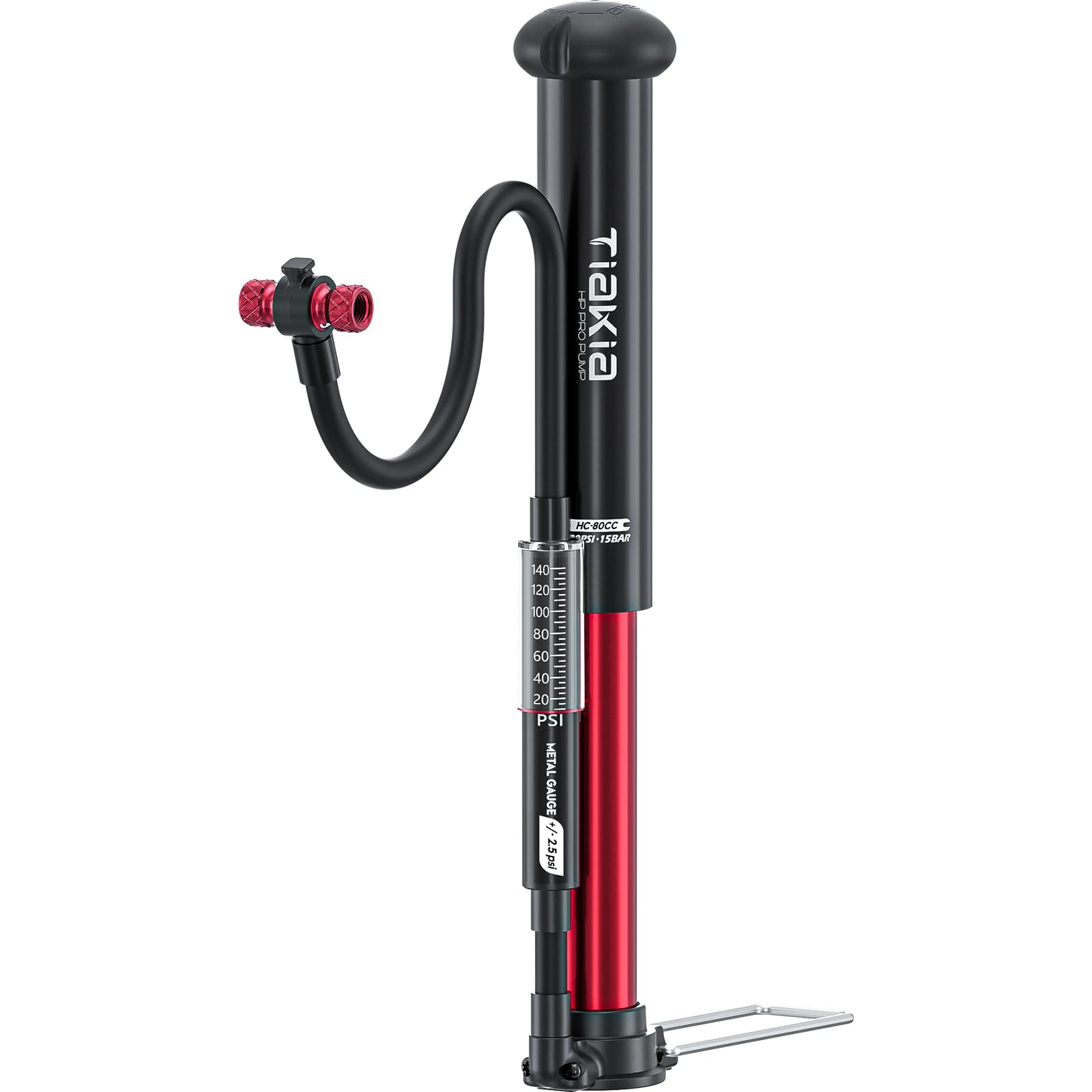 Tiakia Fahrrad Standpumpe mit Manometer Hochdruck Kompakte Fahrradpumpe Aluminium Reifenpumpe Tragbare Bike Luftpumpe Schrader Presta Ventil für Straße Mountainbike (Mini) Sport & Freizeit