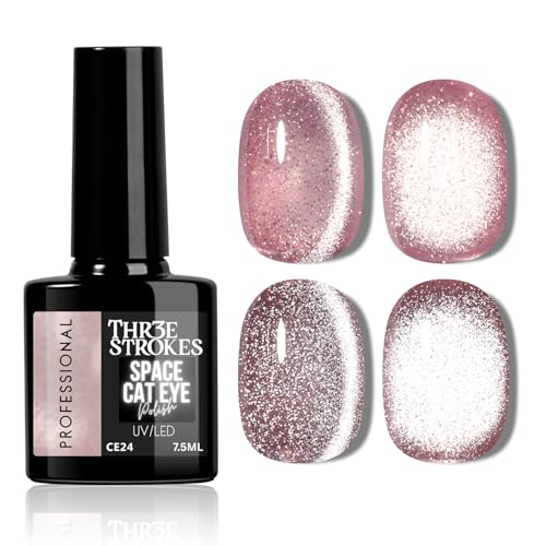 Image of THR3E STROKES 9D Glitter Cat Eye Gel Finish Magnetic Nail Polish Art Manicure DIY at Home Soak Off UV Gel 7.5ML (CE24, 7.5ML)