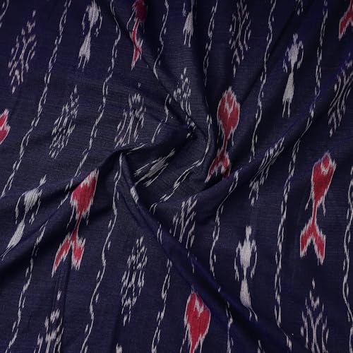 Image of Premium Sambalpuri Ikat Weave Pure Handloom Cotton Shirt Fabric Authentic Odisha Traditional Tie-Dye Craft, Soft & Breathable Natural Cotton Material for Custom Tailoring, Casual & Formal Wear
