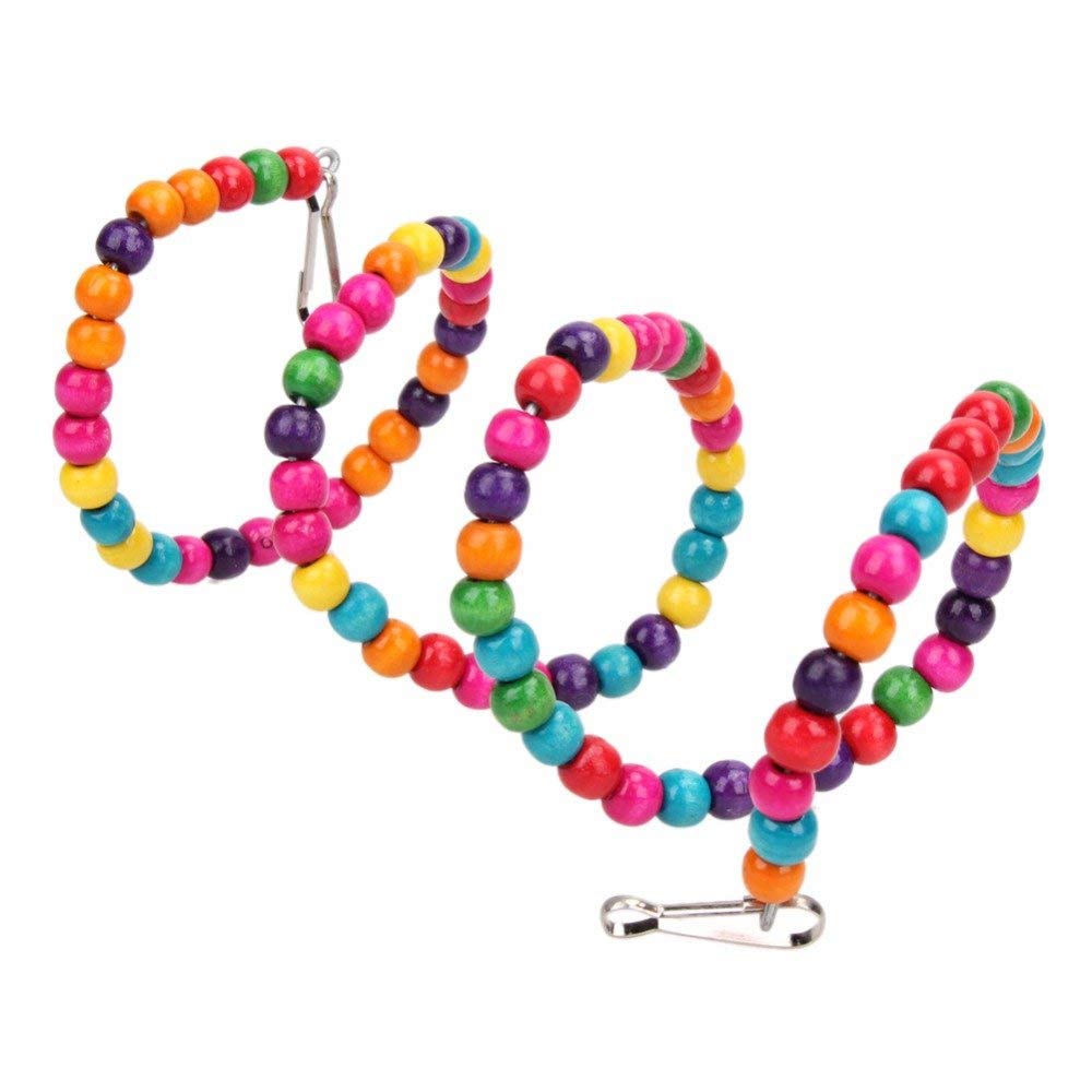 ONELINK MALL Jumbo Playful Natural Wood Bead Swing Flexible Ladder Toy for Birds - 100 cm 2