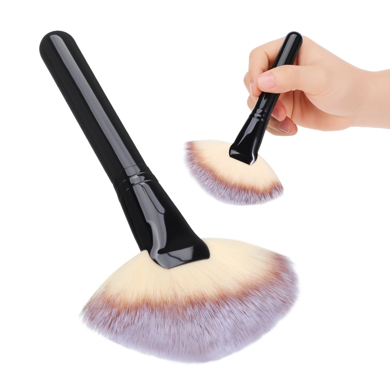 Ipetboom Large Fan Makeup Brush Handle for Powdering, Smooth Bristles : Beauty