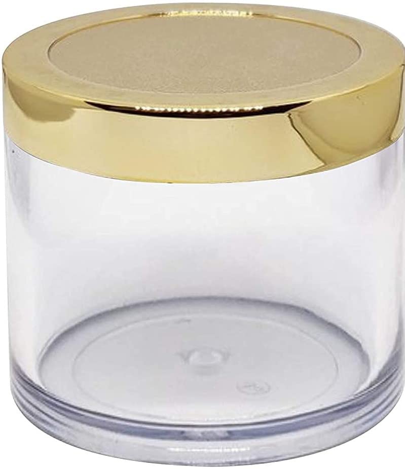 hunky dory Acrylic 100 Grams Royal Gold Cap Glass Transparent Cosmetics Shan Jar Container for Creams,Lip Balm, Body Butter, Essential oil, Costemic, Makeup Use (Pack of 3)-picture-31