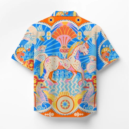 Image of Men's Floral Button-Down Shirt, Cotton Blend Stretchable, Casual Printed Striped Stylish Shirt