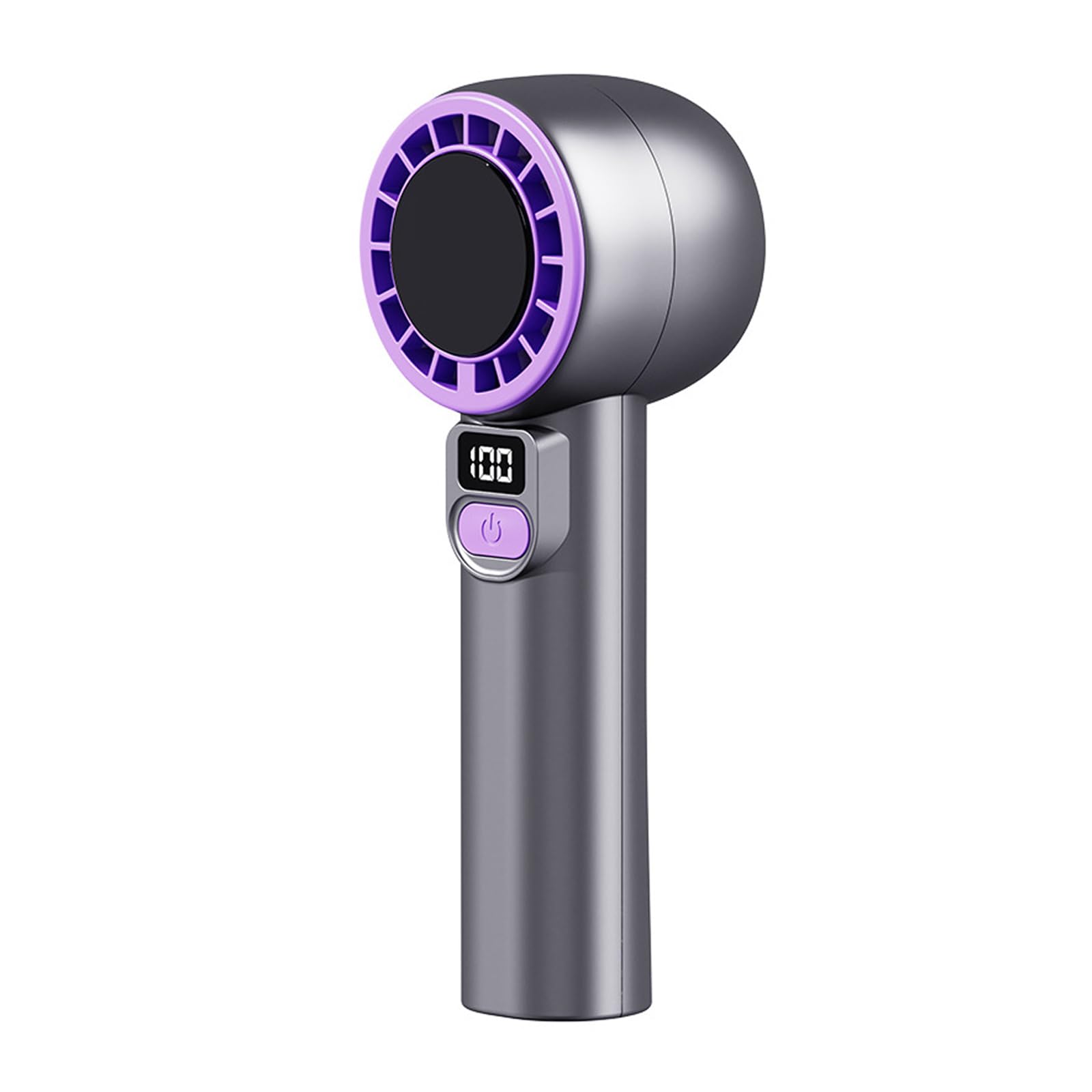 Kalttoy Grey Handheld Fan With Digital Display 199 Speed Settings, Usb Rechargeable Quiet Portable Fan For Camping Travel Home Quiet Handheld For Use