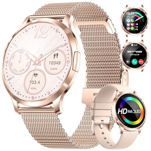Smartwatch Damen Telefonischer Anruf Dünner 1.32" HD AMOLED Touch...