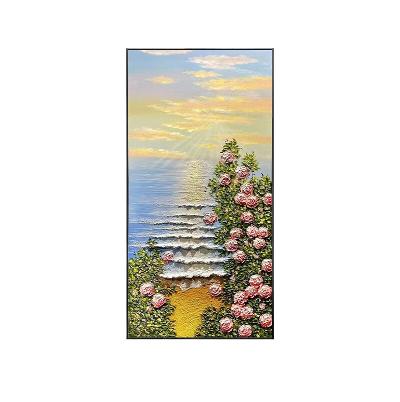 Amazon.com: Ecqizer 春暖花开手绘油画玄关客厅装饰画山水风景