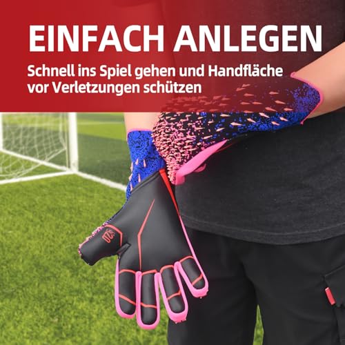 QUICARD Torwarthandschuhe, Gute Griffigkeit fußball Handschuhe Kinder in den Größen 6/7/8/9/10,Starker Empfänger für Jugendliche, Erwachsene, Kinder (Rot, 7)