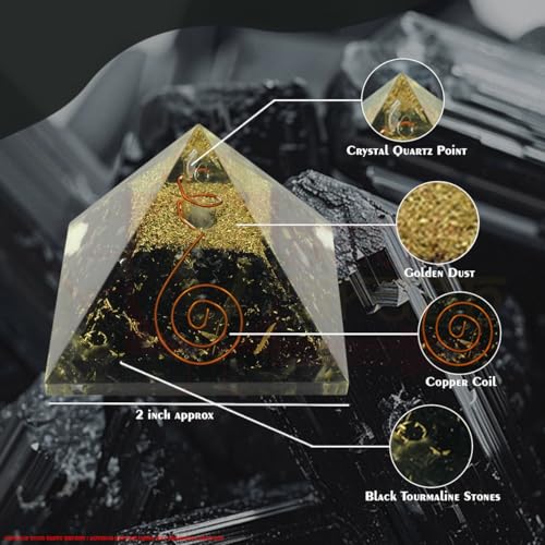 Image of Black Tourmaline Pyramid | 2-Inch | Chakra Balancing Pyramid for Meditation, Energy Healing, and Spiritual Practices | Handcrafted with Genuine Gemstones
