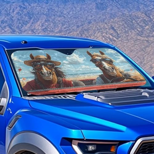 Image of Fashion Horse Car Windshield Sun Shade Foldable Car Windshield Sunshades Window Shades Cover Sun Visor Shield for Most Sedan Truck SUV Auto Interior Protector