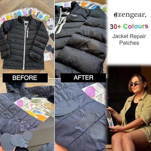 aZengear Repair Patches - Waterproof, Self-Adhesive, Tear-Cold-Heat-Resistant Polyester Fabric to Fix Down Jacket, Puffer, Snowsuit, Shoe, Tent, PVC, Clothing, Upholstery (Olive Green)