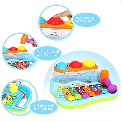 Yerloa Baby-xylofoon met ballen en hamer, muzikaal babyspeelgoed, leeftijd 6-12 maanden, educatief speelgoed, voor jongens en meisjes - Image 4