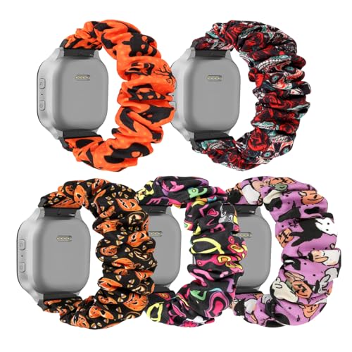 Scrunchie Bands Compatible with Gizmo Watch 3 2 1, Gabb Watch 3 2 1 and SyncUP Kids Watch, 20mm Cute Stretchy Solo Loop Gizmo Watch Band for Kids Boys Girls (5 Pack)