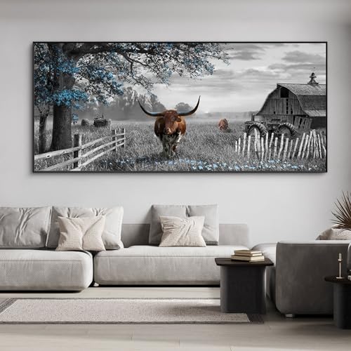 yiijeah Rustic Wall Art - Western Home Decor Cow Picture
