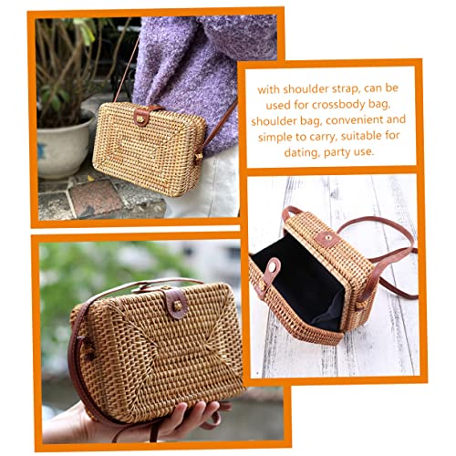 DOITOOL Bolsa De Vime Bolsa De Vime Bolsa Carteiro Para Mulheres Crossbody Bolsa Bolsa Boho Com Clut
