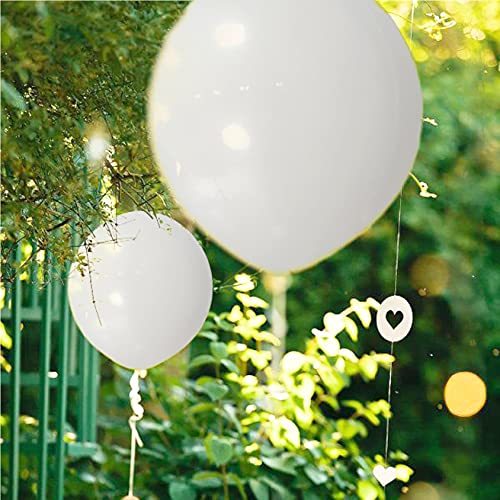Image of ASIYUHY White Balloons 100 Pack 12 Inch White Latex Party Balloons with 2 Rolls of Ribbon Helium Balloons for Wedding Birthday Party Baby Shower Engagement Anniversary Decorations