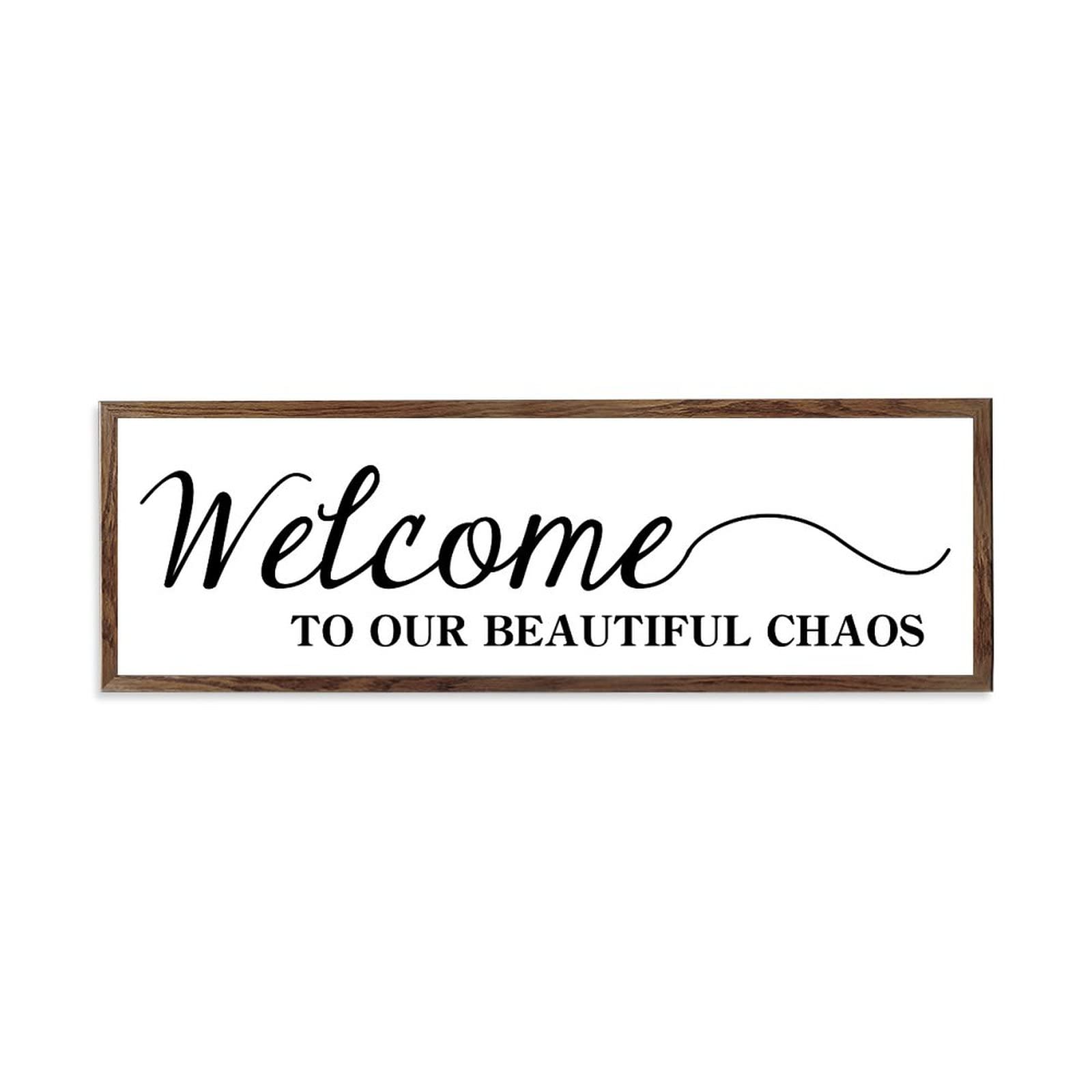 By Style By Framed Wooden Plaque Window Room Decor Welcome To Our Beautiful Chaos Sign Rusitc Wood Hanging Plaque Farmhouse Wooden Signs For Kitchen Bathroom 6X20 Inch,