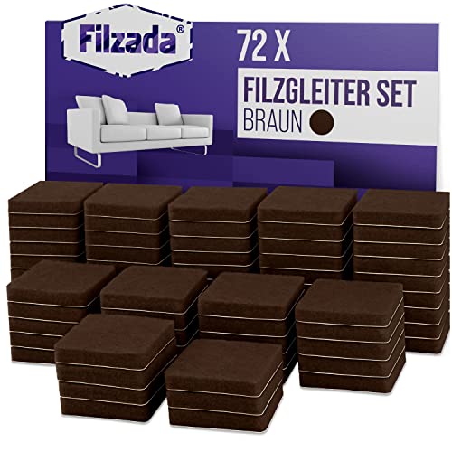 Filzada® 72x Filzgleiter Selbstklebend - 25 x 25 mm Quadratisch...