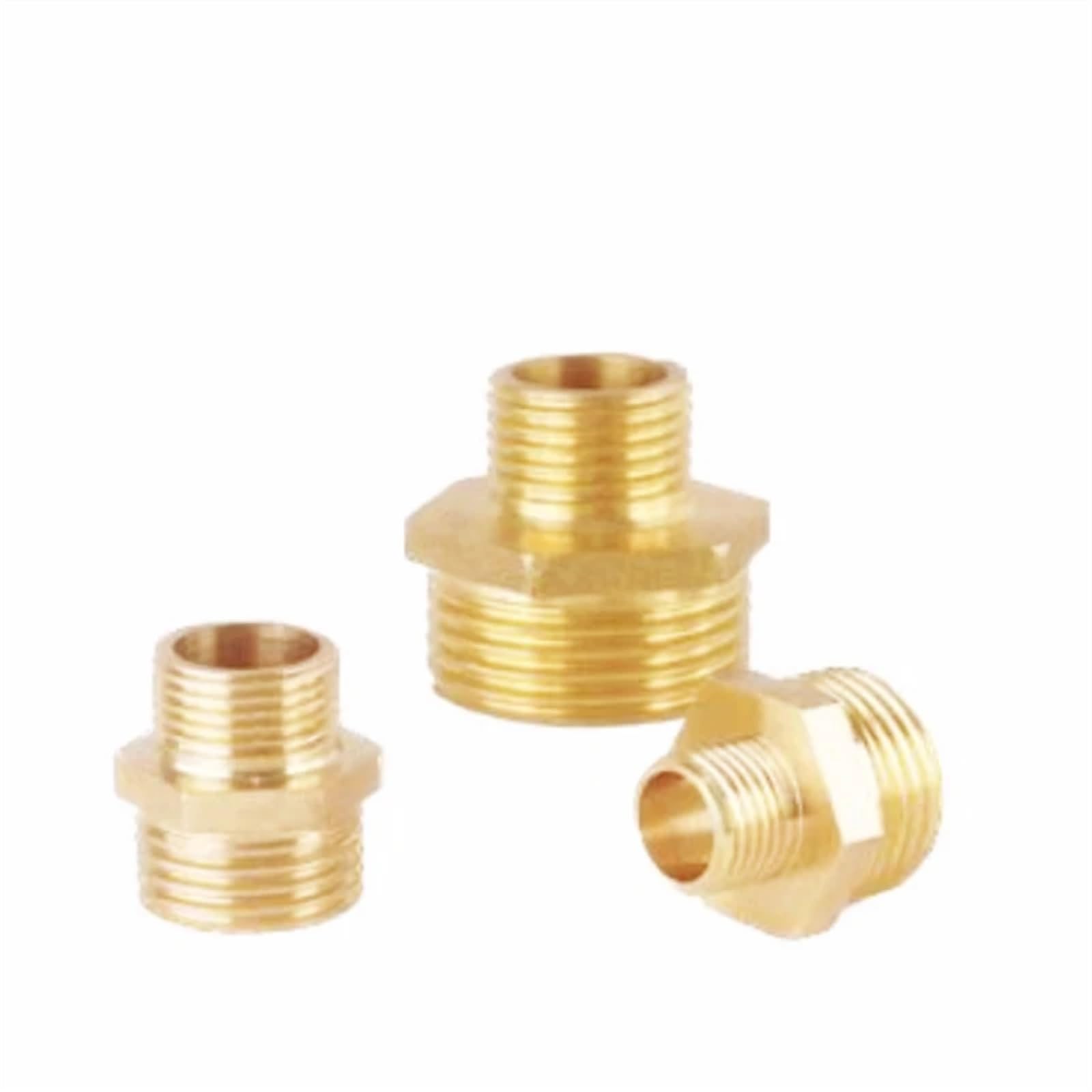 Connettore di conversione filettatura in ottone Tubo Raccordo pneumatico 1/8" 1/4" 3/8" 1/2" 3/4" 1" BSP Maschio X Maschio Adattatore connettore tubo nipplo esagonale di modifica Giunto(DN50)