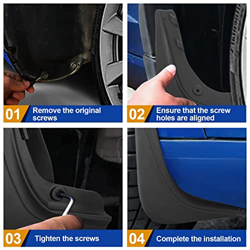 Spurtar For Tesla Model Y Mud Flaps 2023-2020 Splash Guard Fender, No Drilling, Compatible With 2020 2021 2022 2023 Model Y Upgraded Version Front And Rear Full Protection Mudflaps, Set Of 4 #TOP7