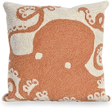 Liora Manne Frontporch Indoor/Outdoor Pillow, 18" Square, Octopus Coral