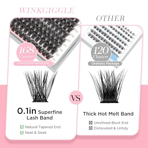 Image of Cluster Lashes Wispy Lash Clusters, 168pcs D Curl Natural Volume Lashes Clusters, DIY Individual Eyelash Extensions with Soft Ultra-thin Band, 9-16mm (56D)