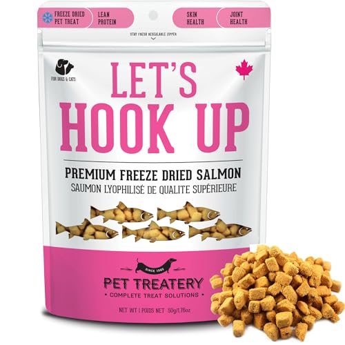 The Granville Island Pet Treatery | Freeze Dried Salmon Treats for Dogs & Cats (50g, Pack of 1) | Dog Treat Bag | Raw Single Ingredient Flash Frozen Maintain Nutrients Vitamins Oils | Made in Canada
