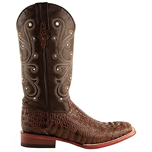 Ferrini Italia Mens Stampede Croco Print Square Toe Casual Boots Mid Calf - Brown