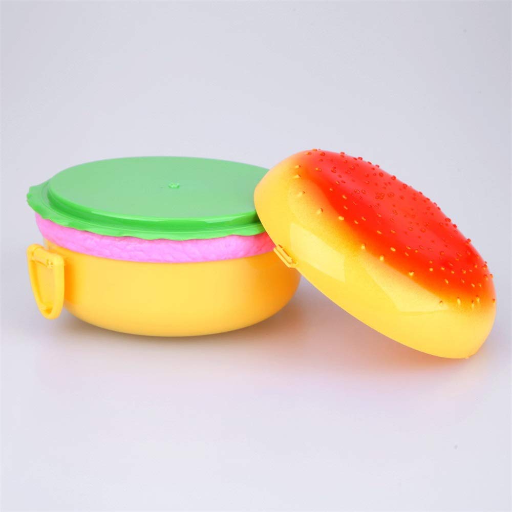 Pudełko na Lunch Bento, Pudełka Do Przechowywania Żywności, Śliczne Hamburger Dwuwarstwowe Pudełko Na Lunch Pudełko Na Burger Bento Lunchbox Dzieci Szkolny Pojemnik Na Żywność Zestaw Stołowy z Widelce