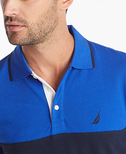 Image of Nautica Men's Short Sleeve 100% Cotton Pique Color Block Polo Shirt