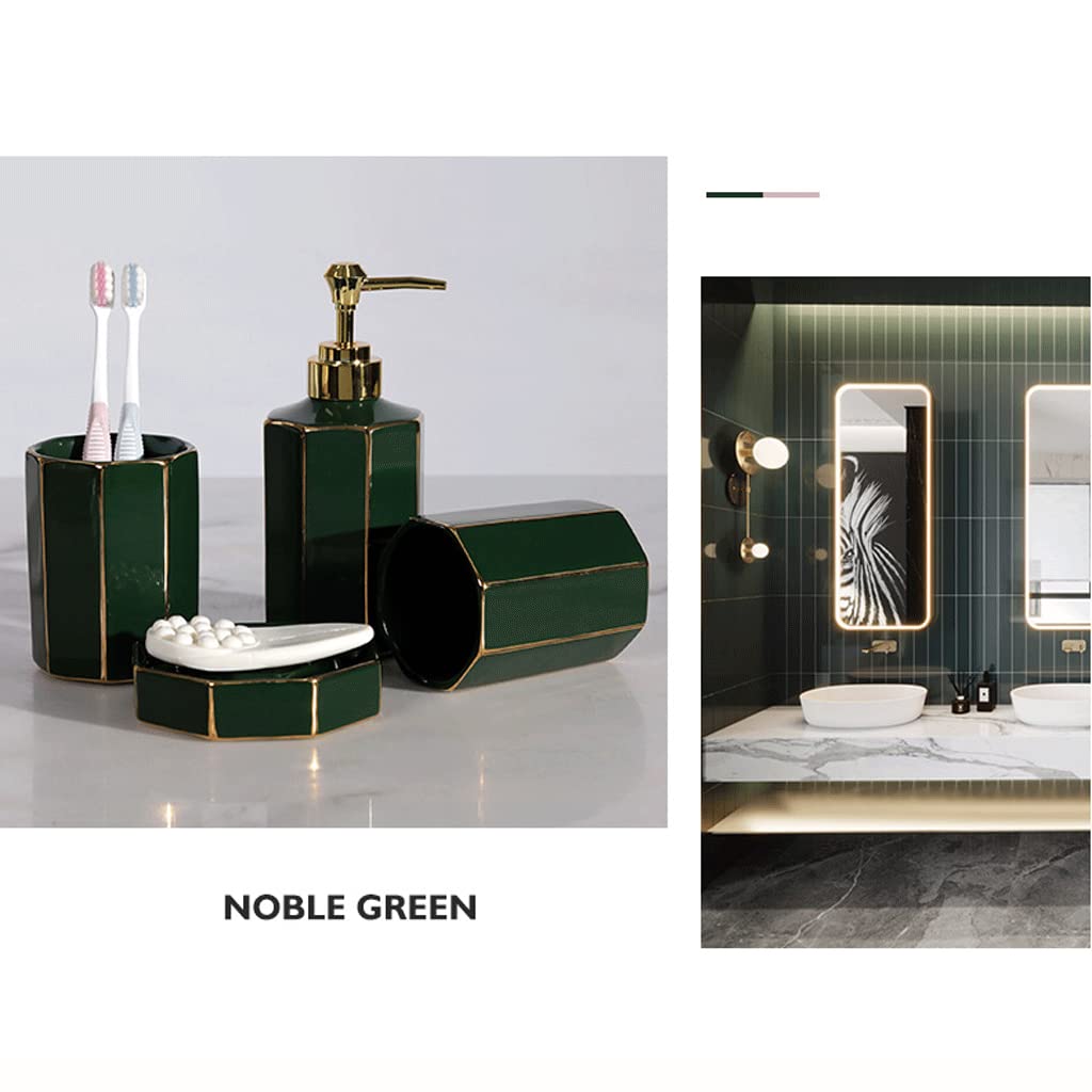 Set di Accessori da Bagno in Ceramica - 5 Pezzi Set di Dispenser di Sapone Eleganti per lavabo, arredo per la casa, Porta spazzolini, Vassoio per Bicchieri, Fla