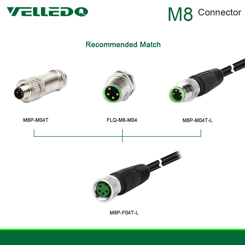 Industrial Pre-Wired M8 Connector Cable 4-Pin Female A-Coding 3M/10FT PVC Shielded Line