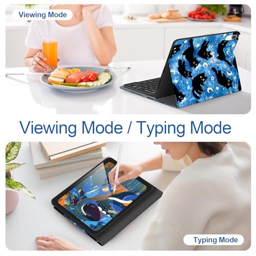 Clavier iPad 11 pouces rechargeable pour étudier au café avec étui chat mignon - 6