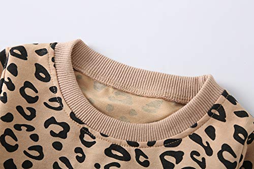 Avidqueen Toddler Baby Girls Leopard Print Clothes Set Long Sleeve T-Shirt Tops And Pants 2Pcs Outfits(3T, 2-Apricot(Long Sleeve)) #TOP3