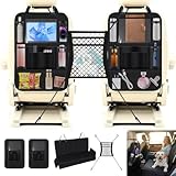 FODAHRWS 2 Pcs Backseat Car Organizer with Car Mesh Organizer and Dog Seat Cover, Car Organizer Back Seat Easy Install Universal for Cars, SUV, Driving Safely with Children & Pets