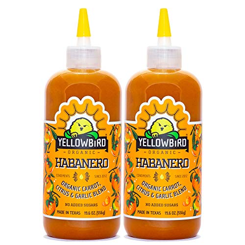 Organic Habanero Hot Sauce by Yellowbird | Plant-Based, Gluten Free, Non-GMO | Homegrown in Austin | 19.6 oz (2-Pack)