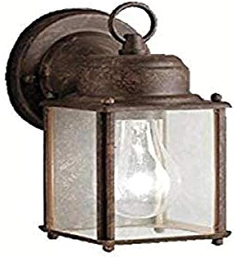Kichler 9611TZ Lámpara de pared para patio, iluminación al aire libre, bronce de curtiduría, 1 luz (5 pulgadas de ancho x 9 pulgadas de alto) 60