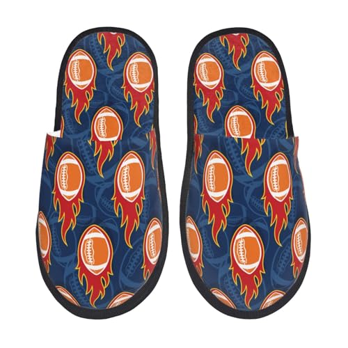 American Football And Fire Flames Print Women Slippers Home Furry Shoes Keep Men Couples Shoes Warm For Women-