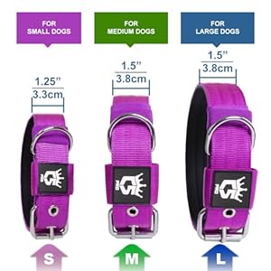 TSPRO Tactical Dog Collar 1.5 inch Wide Dog Collar Military Grade Strong Dog Collar Thick Dog Collar Heavy Duty Metal Buckle Dog Collar(Purple-L)