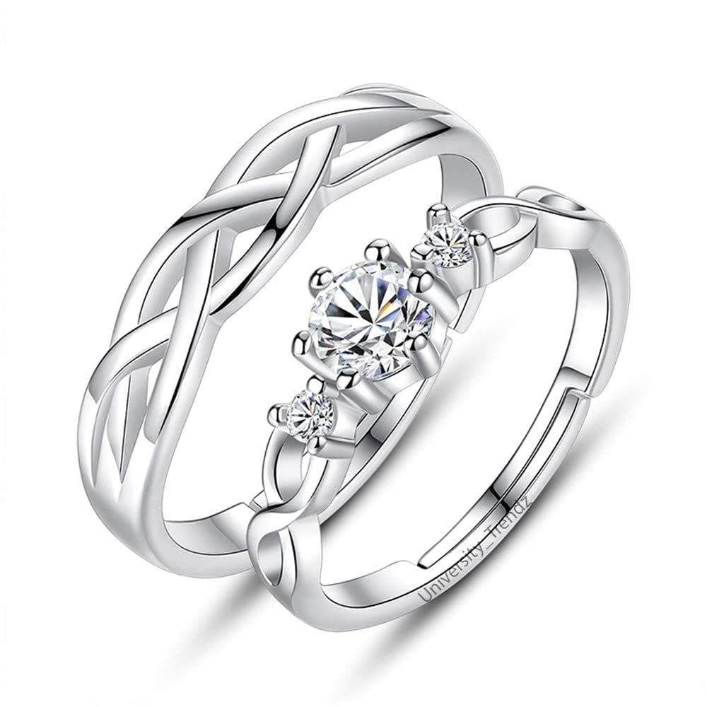 University Trendz 18K Silver Plated Cz Adjustable Unisex-Adult Couple Finger Rings For Lover (B0B4G6VGSJ) Amazon Price History, Amazon Price Tracker