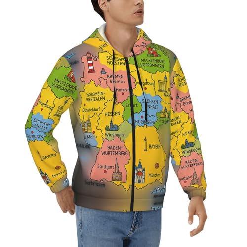 Sweat à capuche thermique homme avec carte Allemagne pour stopper le froid