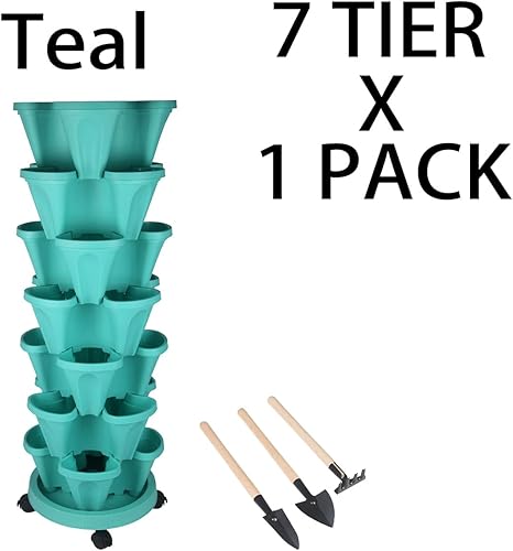 Miniatura 9 de Macetero vertical apilable de 7 niveles, macetas de torre de jardín, fresa, hierbas, flores y verduras, macetas de jardinería para interiores y