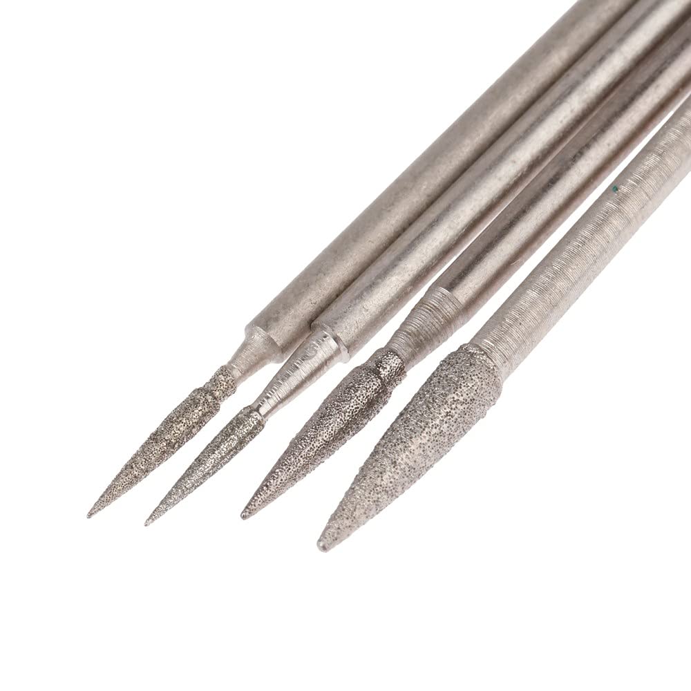 6Pcs per Dremel Accessori Galvanotecnica Diamante Testa di molatura 2.35mm Gambo lucidato Ago Lucidato Pietra di giada Strumento per incisione, come mostrato