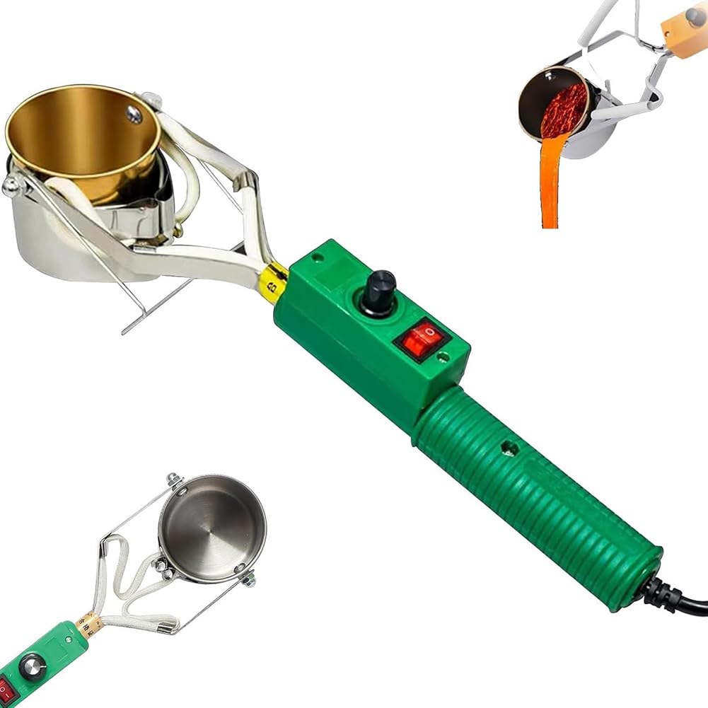 Pot de fusion de plomb portable, pot de fusion électrique de 420 W avec poignée, four à souder portatif d'une capacité de 1100 g, plage de température de 150 à 450 ℃, creusets métalliques fusion