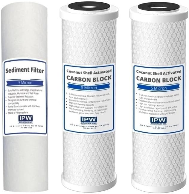 IPW Industries Inc - Compatible to Olympia Water Systems 10" Replacement Filters - 5 Micron Sediment & Carbon Replacement Filter Kit - Stages 1, 2 & 3