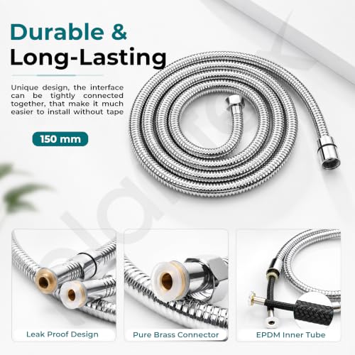 Image of Plantex Bathroom Hand Shower Full Set /3 Mode Handheld Shower with 1.5m Hose Pipe & Self-Adhesive Shower Holder /ABS Shower for Bath - (Chrome, Combo)