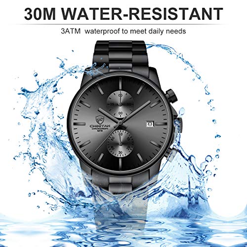 GOLDEN HOUR Fashion Business Mens Watches with Stainless Steel Waterproof Chronograph Quartz Watch for Men, Auto Date - Image 5